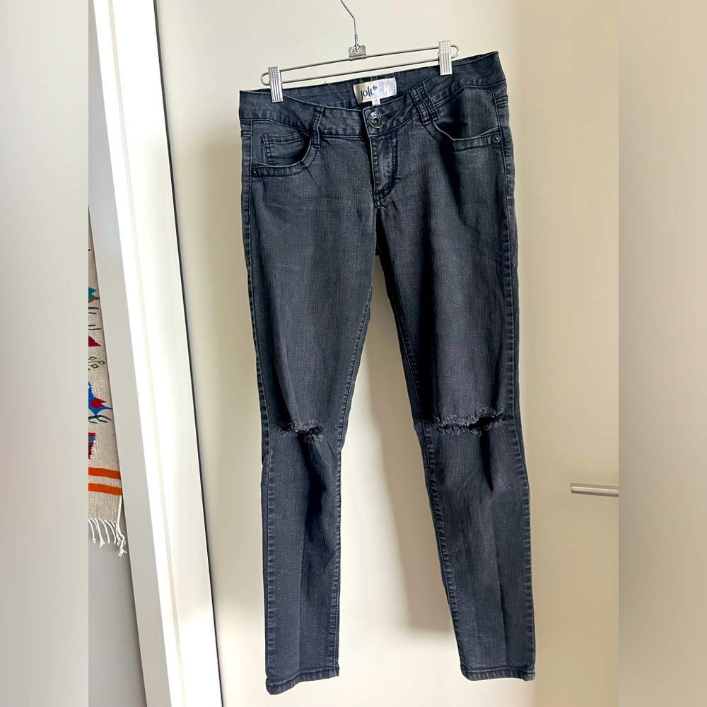 Jolt Black Denim slit knee Jeans